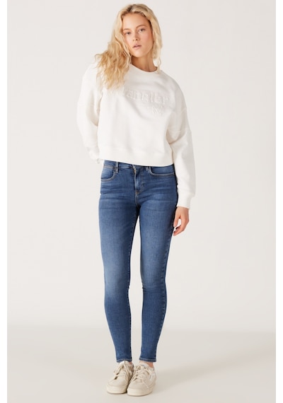 Wrangler High Rise Skinny Fit Dar Kesim Yüksek Bel Çok Dar Paça Mavi Kadın Esnek Jean Denim Kot Pantolon W27H017XT Mavi