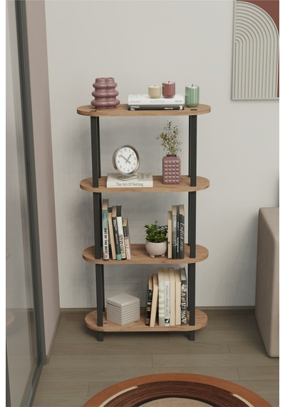 Soft 4 Katlı Modern Kitaplık Dekoratif Çok Amaçlı Kitaplık Ve Organizer Çok Raflı Düzenleyici - Meşe Kahverengi Soft 4 Katlı Modern Kitaplık Dekoratif Çok Amaçlı Kitaplık Ve Organizer Çok Raflı Düzenleyici - Meşe Kahverengi