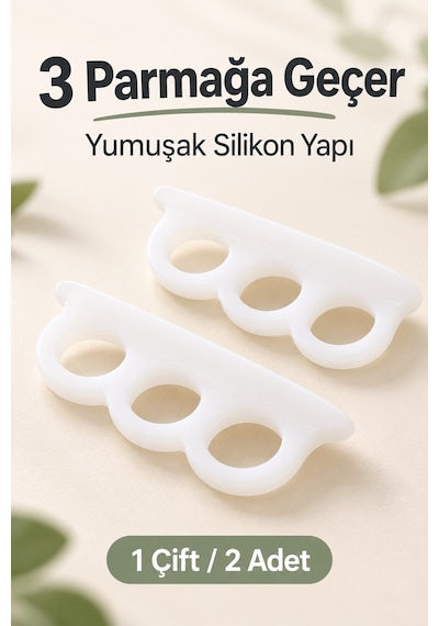 Silikon Çekiç Ayak Parmak Koruyucu 3 Parmağa Geçen Yüzük 1 Çift