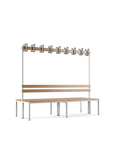 Ayakkabılıksız 6 Ayaklı Çift Taraflı Bank, Kanca Şeritli Bank, 18 Kanca, 200x85x170 Cm, Spor Bankı