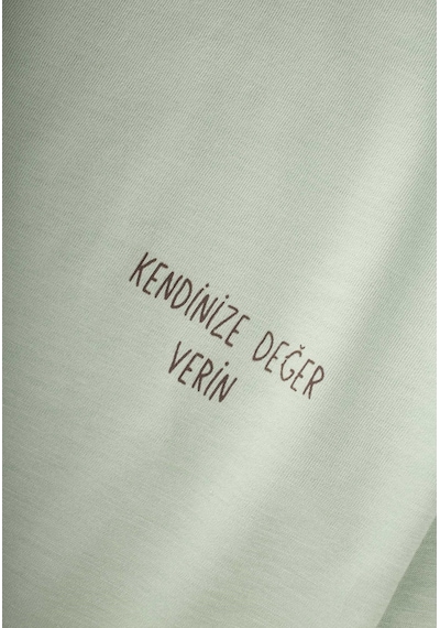 Cigit Sloganlı Uzun Kollu T-shirt 2-10 Yaş Su Yeşili Su Yeşili