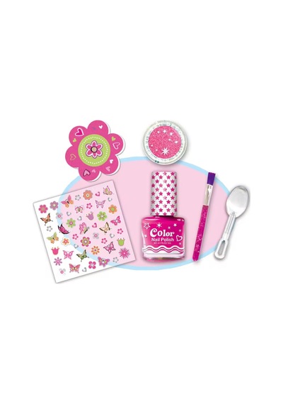Tokidas Glitter Nail Manicure - Ojeli Simli Stickerlı Parıltılı Tırnak Manikür Makyaj Güzellik Seti N01ba-pembe