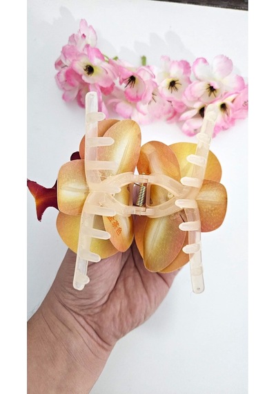 Orkide Çiçeği İncili Mandal Toka 10 Cm Çift Taraflı 1 Adet Çok Renkli 88460386
