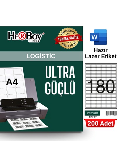 Herboy Hb-1060 30 X 9 Mm A4 Laser Etiket 200 Adet