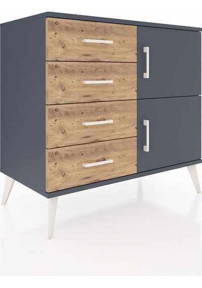 Hyperion Şifonyer Tek Raflı 4 Çekmeceli 2 Kapaklı 88x44x80 Antrasit-antrasit/çam Antrasit/çam Hyperion Şifonyer Tek Raflı 4 Çekmeceli 2 Kapaklı 88x44x80 Antrasit-antrasit/çam Antrasit/çam