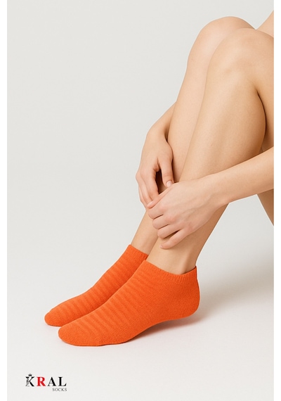 Kral Socks Kadın Patik Çizgili Kabartma Ters Havlu Penye 6 Çift Karışık Renk Kısa Çorap ASORTİ