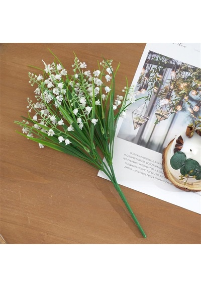 Yapay Çiçek Müge Çiçeği Sazlı Beyaz Çan Çiçeği Lily Of The Valley Demet