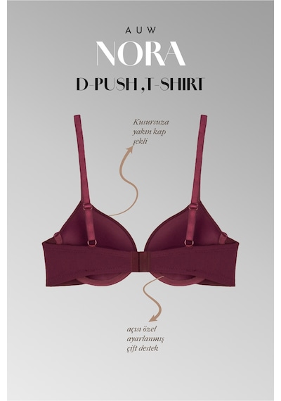 Auw Nora Çift Destekli T-shirt Sütyen - Nudefit Bordo