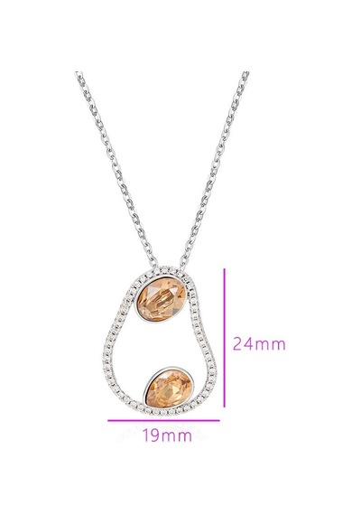 Zirkon Taşlı Damla Detaylı Asimetrik Platin Kaplama Kadın Kolye Silver