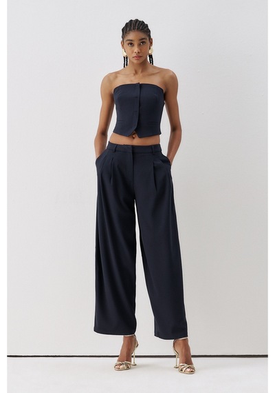 Sagaza Studio Ss6167 Straplez Fermuarlı Body Lacivert