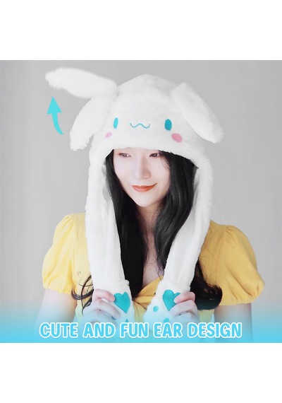 Mj Toys Sanrio Kuromi Cinnamoroll My Melody Şapka Kulakları Hareket Eden Şapka Işıklı Modlu Peluş Bere Şapka Beyaz