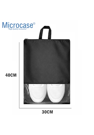 Microcase Çok Amaçlı Şeffaf Pencereli Ayakkabı Düzenleyici Seyahat Çantası Hurç 40x30 Cm 5 Adet Al5500 Siyah