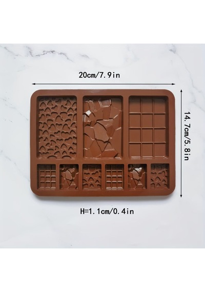 Silikon Mini Tablet Çikolata Kalıbı 9 Bölmeli Mini Tablet Çikolata Kalıbı Kahverengi