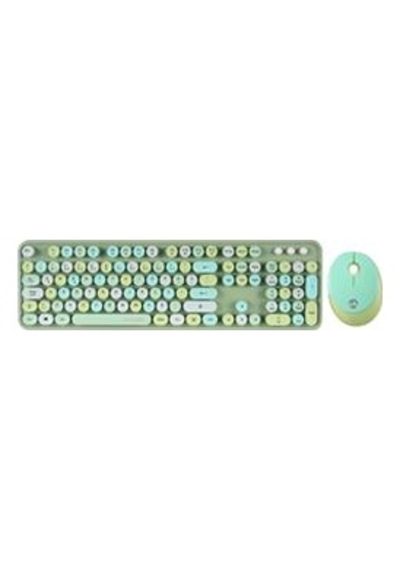 Everest Round Km-6282 Renkli Tuşlu Yeşil Kablosuz Q Multimedia Klavye + Mouse Set Lazer