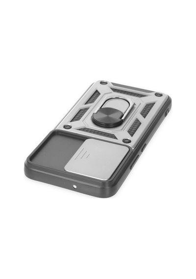 Samsung Galaxy Uyumlu   S24 Kılıf Pars Lens Yüzüklü Silikon - Gümüş