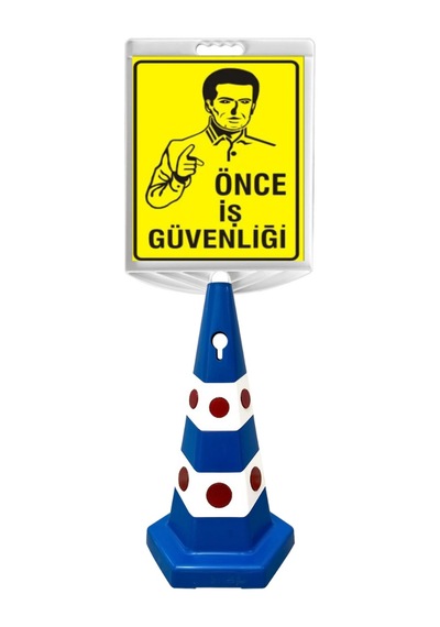 Önce İş Güvenliği Çift Taraf Baskı Mavi Ultra Kedi Gözlü Ağırlıklı Koni Seti Trafik Dubası