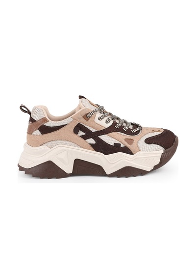 Libero L083.65137 Gri Hakiki Deri Kadın Sneaker Yüksek Tabanlı Rahat Spor Ayakkabı Kahve
