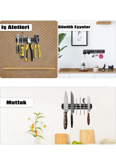 Mıknatıslı Bıçak Askısı 55 Cm Bıçak Seti Askılığı Çok Amaçlı Mutfak Eşyası Asma Aparatı Organizer Pa Diğer