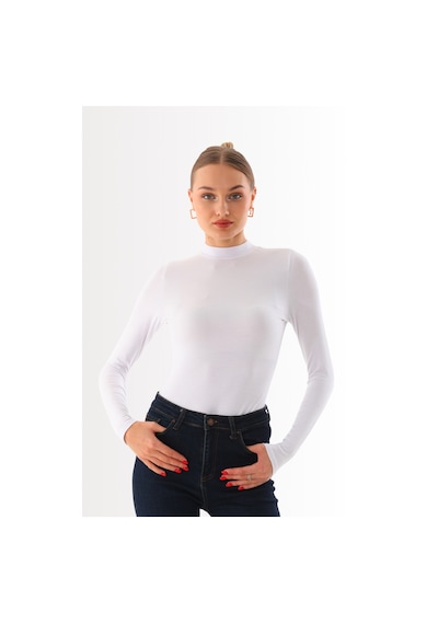 Penyebizden Kadın Viskon Boğazlı Çıtçıtlı Zıbın Body-beyaz