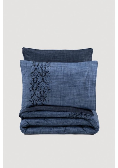 Cotton Box Plain Çift Kişilik Nevresim Takımı Sooty Denim Çiçekli
