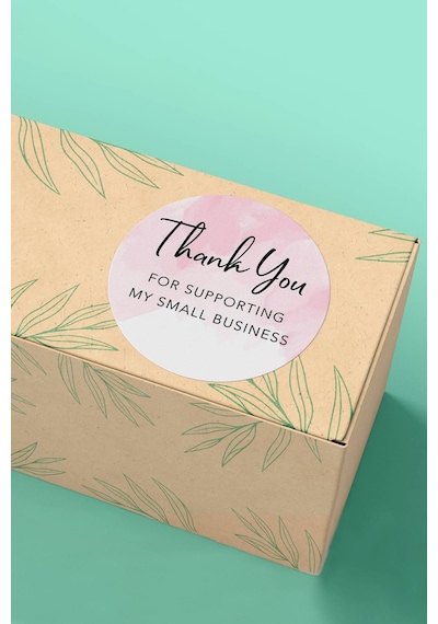 Pembe Thank You Hediye Kargo Paketleme Sticker 3x3cm St2122 Çok Renkli