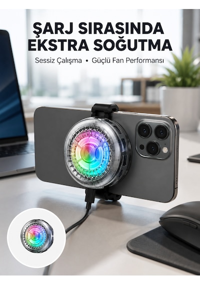 Rgb Gaming Telefon Fanı Sessiz Soğutucu Tüm Akıllı Telefonlara Uygun Yeni Nesil - Lisinya