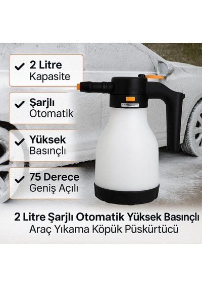 Coofbe Profesyonel 2lt Yüksek Basınçlı Şarjlı Köpük Makinası Oto Yıkama Pompası Köpük Püskürtücü 1 ADETLİ SET