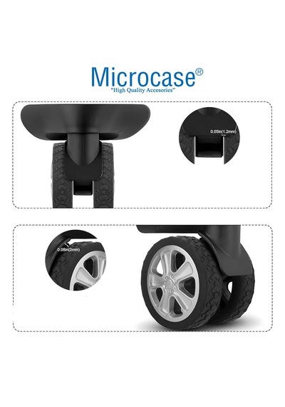 Microcase Silikon Aşınmaya Dayanıklı Ses Önleyici Bavul Tekerlek Kılıfı Tırtıklı Kalıp-al4549 4 Adet Siyah