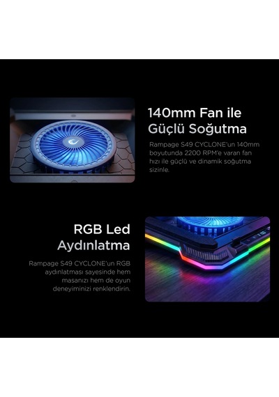 Rampage Cyclone S49 Rgb Fanlı 14"-19'' Led Ekranlı Notebook Soğut