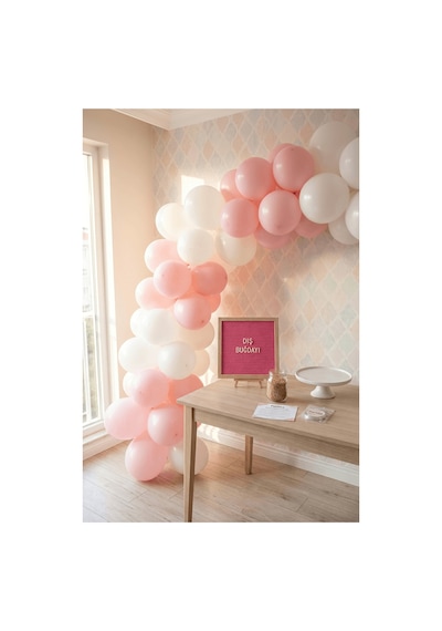 Diş Buğdayı Süsleme Classic Set Kız Pembe Keçe Yazı Panosu Standlı Pompa Balon Zincirli 3 - 4