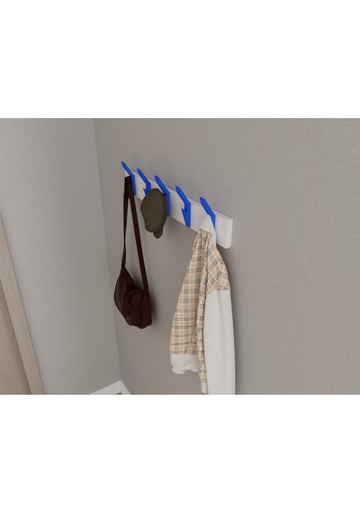 Hepsi3boyutlu Modern Duvar & Kapı Kanca Askılık - 5 Adet Mavi Kanca Askılık - Model No : 3 Mavi