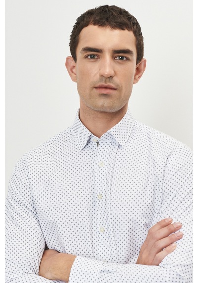 AC&Co / Altınyıldız Classics Erkek Beyaz Hakı Slim Fit Dar Kesim Düğmeli Yaka Baskılı Gömlek Beyaz Hakı Beyaz - Haki AC&Co / Altınyıldız Classics Erkek Beyaz Hakı Slim Fit Dar Kesim Düğmeli Yaka Baskılı Gömlek Beyaz Hakı Beyaz - Haki