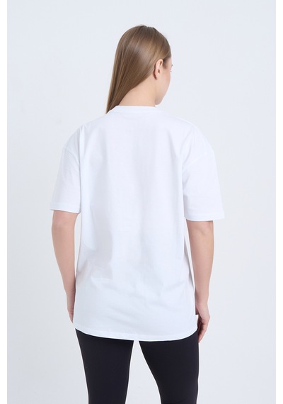Kadın Oversize Baskılı T-shirt Beyaz Refuse To Sink Beyaz