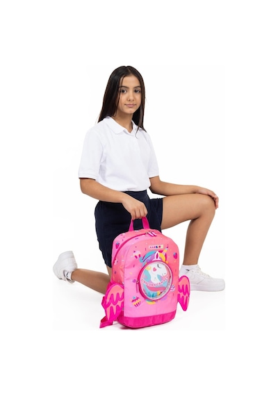 Uzay Temalı İlkokul Sırt Çantası - Pembe Açık Gri