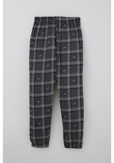 Breeze Erkek Çocuk Pijama Takımı Dinozor Krallığı Ekose Desenli 4-8 Yaş, Gri Gri