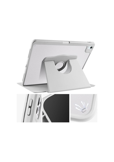 İpad Air 13 2025 M3 A3268-a3269-a3271 Uyumlu Kalem Bölmeli Dönebilen Standlı Termik Tablet Kılıfı - Koyu Yeşil - T36486
