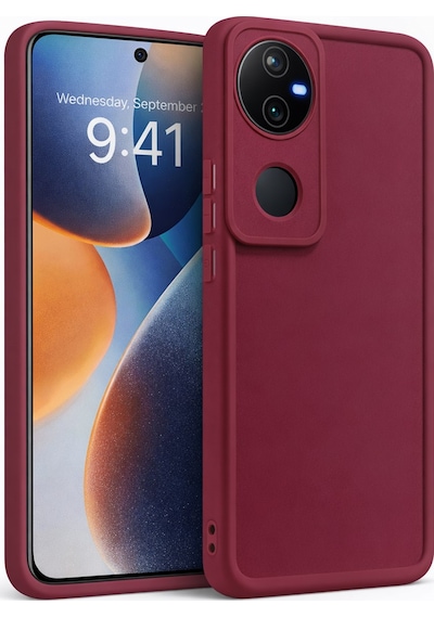 Vivo V50 Uyumlu Kamera Çıkıntılı Mat Silikon Telefon Kılıfı Bordo