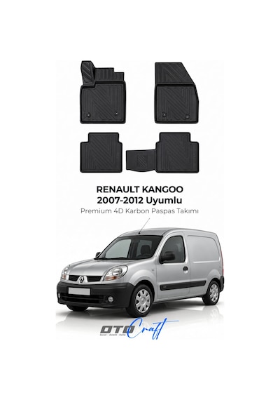Otocraft Renault Kangoo 2007-2012 Araca Özel 4d Karbon Oto Paspas Havuzlu Tam Set