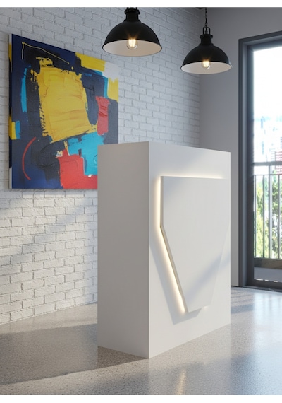 Resital Ledli Karşılama Bankosu G-90 Cm Ofis Kasa Resepsiyon Masası Banko-001-1-1
