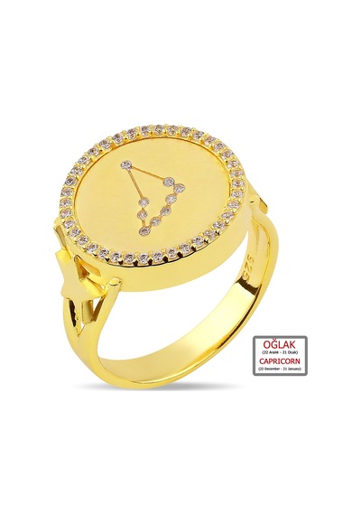 Kuyumcudukkanı Zirkontaşlı"oğlak Burcu"yüzük-10433-g-caprı 14 Gold
