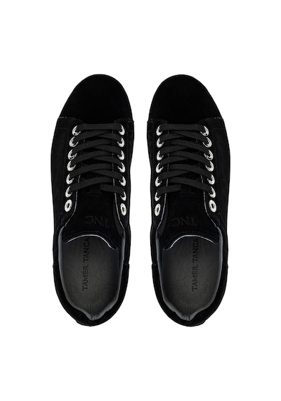 Tamer Tanca Erkek Hakiki Deri Siyah Süet Sneakers & Spor Ayakkabı 04 4502-42 Erk Ayk Y25 Sıyah Suet Siyah