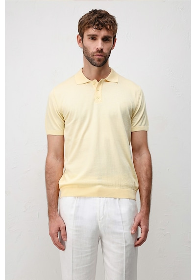 Antioch Comfort Slim Polo Yaka Erkek Triko T-shirt Sarı