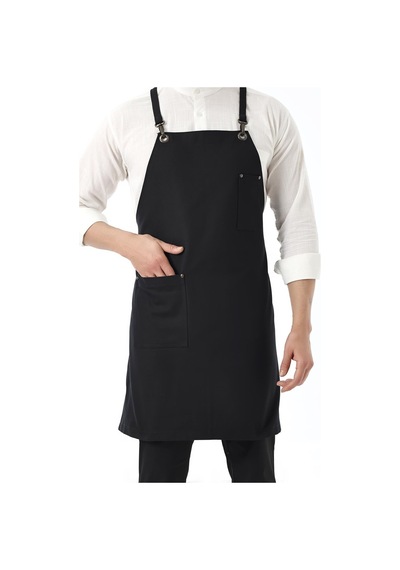 Barista Askılı Önlük Tek Cepli - Siyah-7140 Siyah