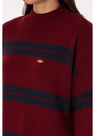 U.S. Polo Assn. Kadın Bordo Balıkçı Yaka Çizgili Kazak 50314666-VR014