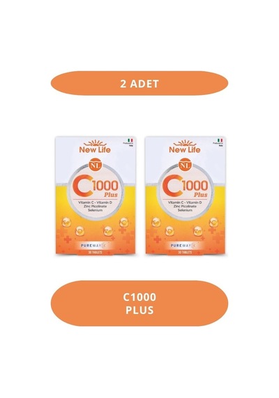 New Life C1000 Plus 30 Tablet C Vitamini + D Vitamini + Çinko Pikolinat + Selenyum 2 Adet 2'li