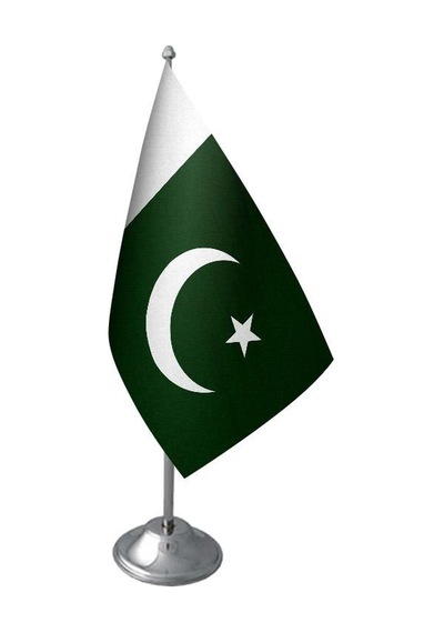 Masa Üstü Pakistan Bayrağı Krom Direk Masa Bayrak Seti