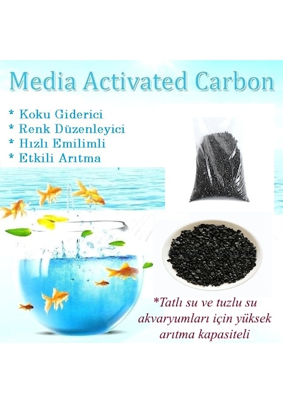Akvaryum için Granül Aktif Karbon Filtresi Coconut Bazlı 350 Gr