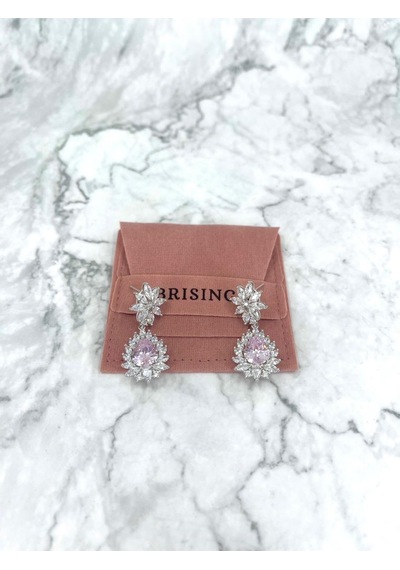Pembe Damla İthal Gümüş Küpe-980 Silver
