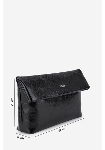 Valmenti Kadın Suni Deri Siyah Kırışık Rugan Clutch Çanta 921 7484 Bn Cnt Sk26-27 Sıyah Krsk Rgn Siyah Rugan