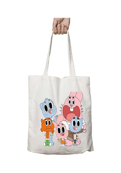 Art Hediye En Çok Satılan Gumball Tasarımı İki Taraf Kalıcı Yıkanabilir Okul Plaj Omuz Bez Çanta Çok Renkli
